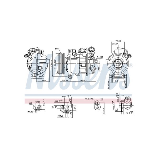 Kompressor, klimatanläggning 12V Nissens 890595 NISSENS