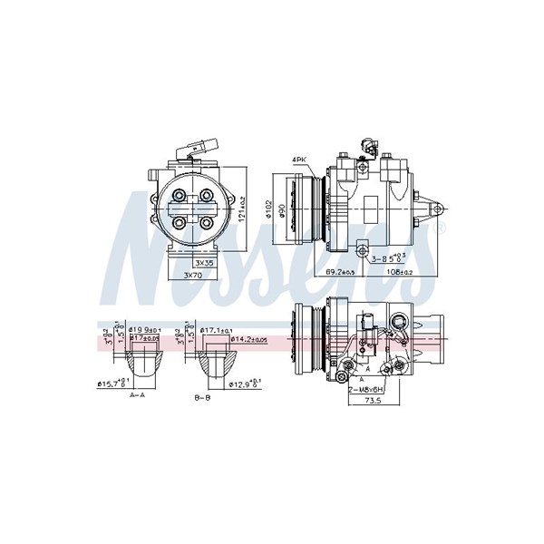 Kompressor, klimatanläggning 12V Nissens 890624 NISSENS