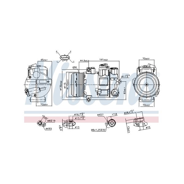 Kompressor, klimatanläggning 12V Nissens 890645 NISSENS
