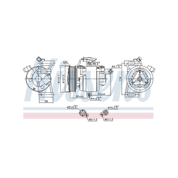 Kompressor, klimatanläggning 12V Nissens 890649 NISSENS
