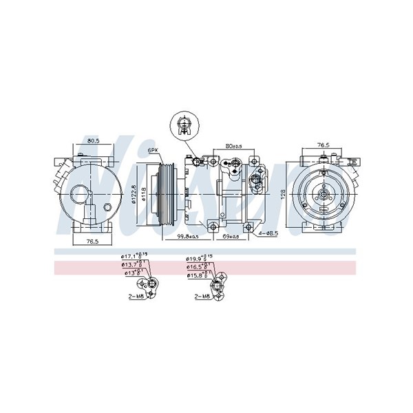 Kompressor, klimatanläggning 12V Nissens 890661 NISSENS