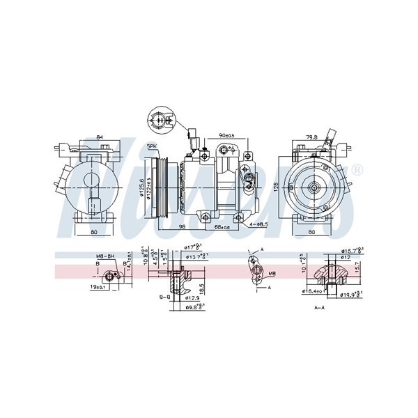 Kompressor, klimatanläggning 12V Nissens 890684 NISSENS