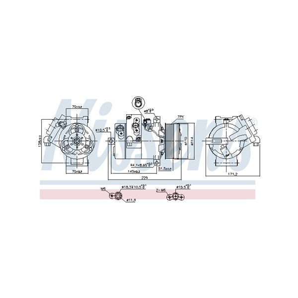 Kompressor, klimatanläggning 12V Nissens 890695 NISSENS