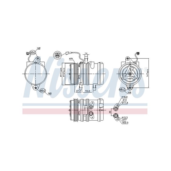 Kompressor, klimatanläggning 12V Nissens 890697 NISSENS