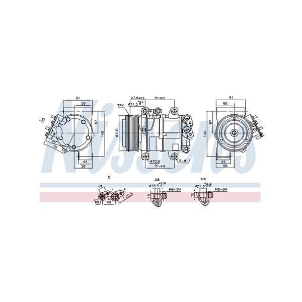 Kompressor, klimatanläggning 12V Nissens 890874 NISSENS