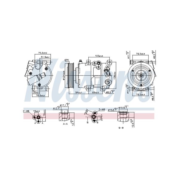 Kompressor, klimatanläggning 12V Nissens 890899 NISSENS