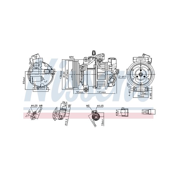 Kompressor, klimatanläggning 12V Nissens 890921 NISSENS