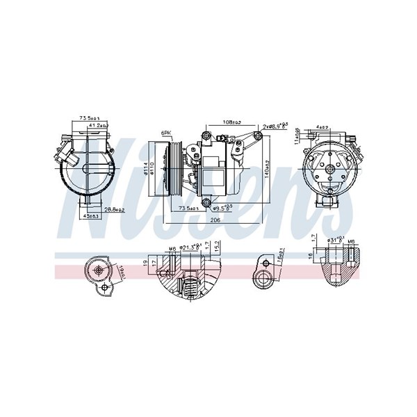 Kompressor, klimatanläggning 12V Nissens 890948 NISSENS