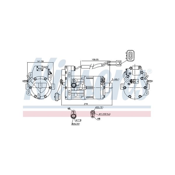 Kompressor, klimatanläggning Nissens 890954 NISSENS