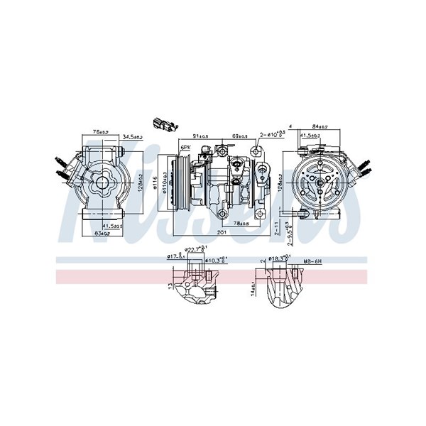 Kompressor, klimatanläggning 12V Nissens 891007 NISSENS