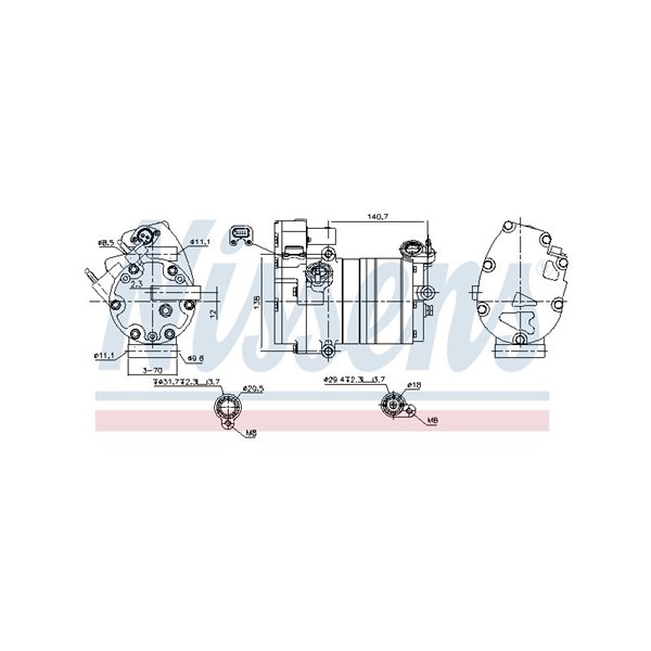 Kompressor, klimatanläggning Nissens 891070 NISSENS