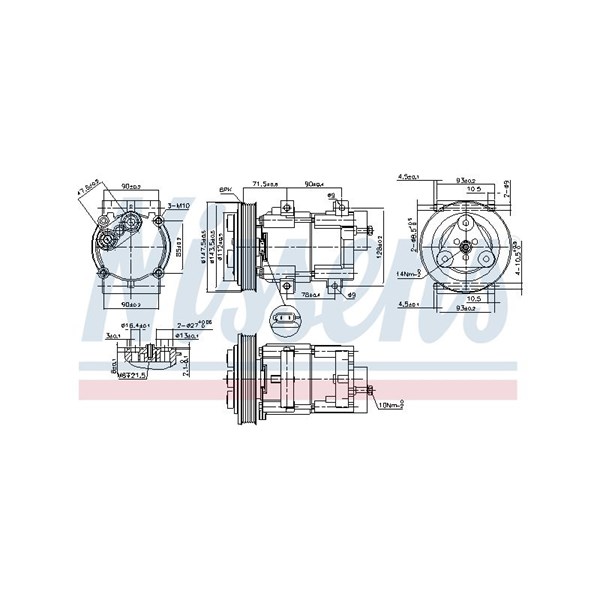 Kompressor, klimatanläggning 12V Nissens 89190 NISSENS