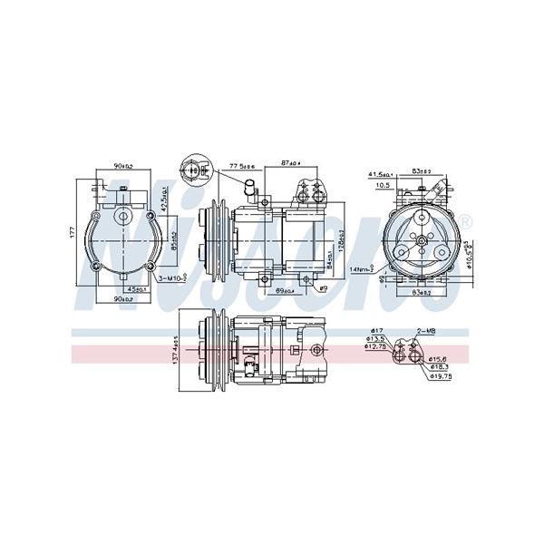 Kompressor, klimatanläggning 12V Nissens 89283 NISSENS