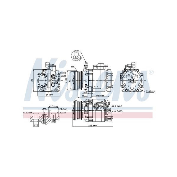 Kompressor, klimatanläggning 12V Nissens 89354 NISSENS