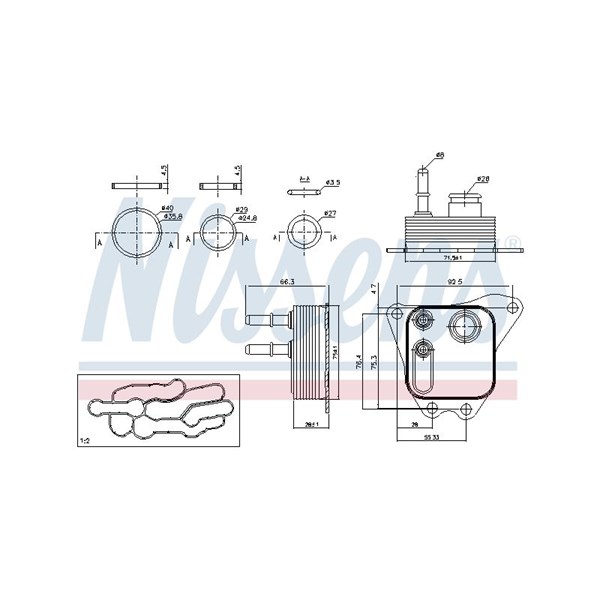 Oljekylare, motor, Upptill Nissens 91122 NISSENS