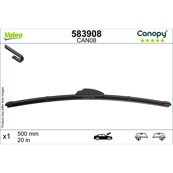 Torkarblad, Förarsida, Mitt, Passagerarsida Valeo 583908 VALEO