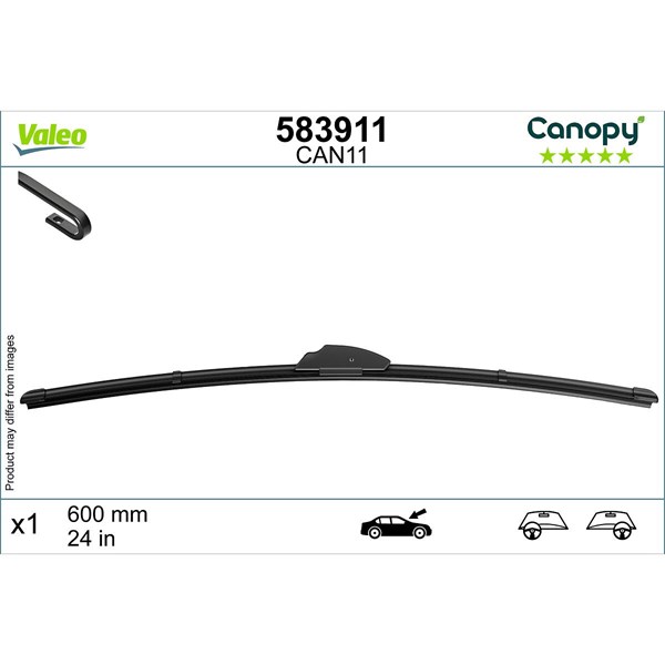 Torkarblad, Förarsida, Mitt, Passagerarsida Valeo 583911 VALEO