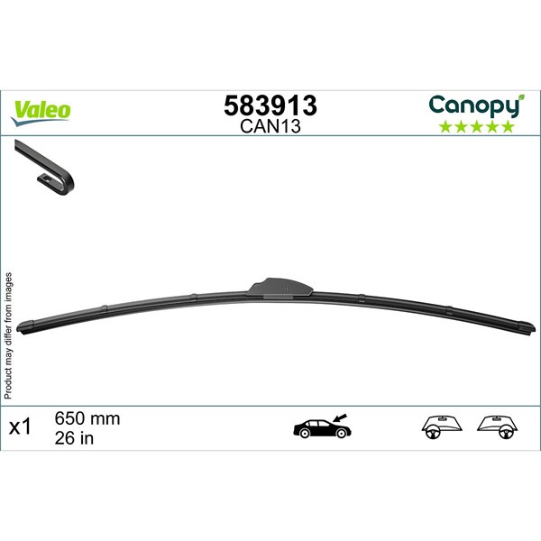 Torkarblad, Förarsida, Mitt Valeo 583913 VALEO