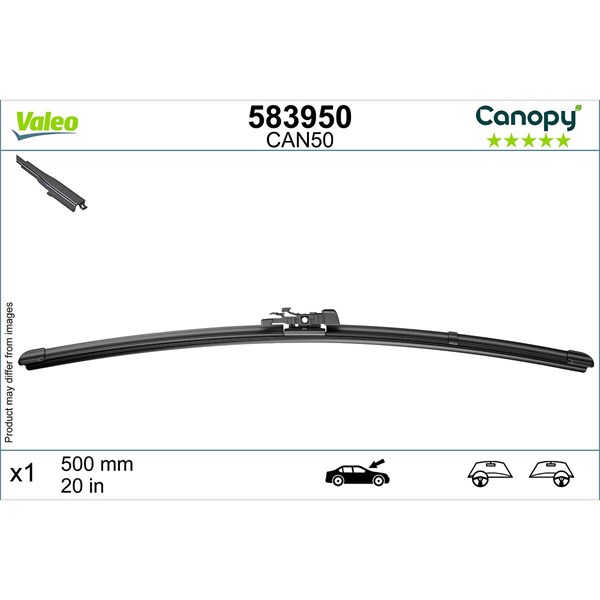 Torkarblad, Bak, Förarsida, Passagerarsida Valeo 583950 VALEO