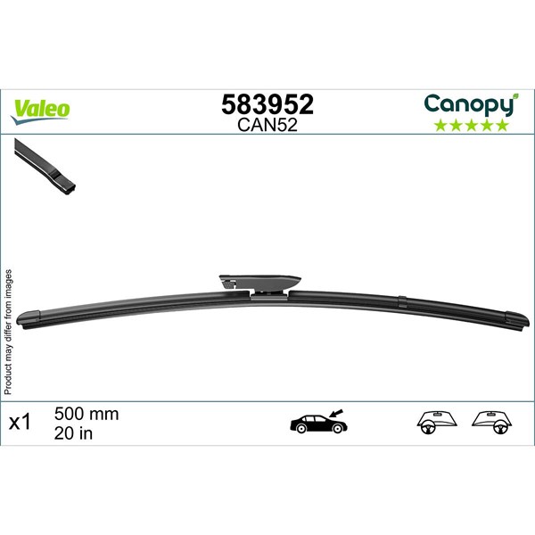 Torkarblad, Förarsida, Passagerarsida Valeo 583952 VALEO