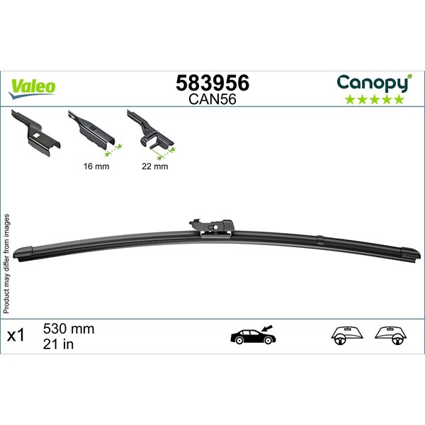 Torkarblad, Förarsida, Passagerarsida Valeo 583956 VALEO