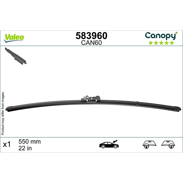 Torkarblad, Förarsida, Passagerarsida Valeo 583960 VALEO