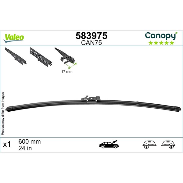 Torkarblad, Förarsida, Passagerarsida Valeo 583975 VALEO