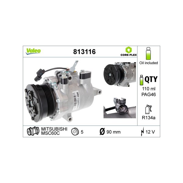 Kompressor, klimatanläggning 12V Valeo 813116 VALEO