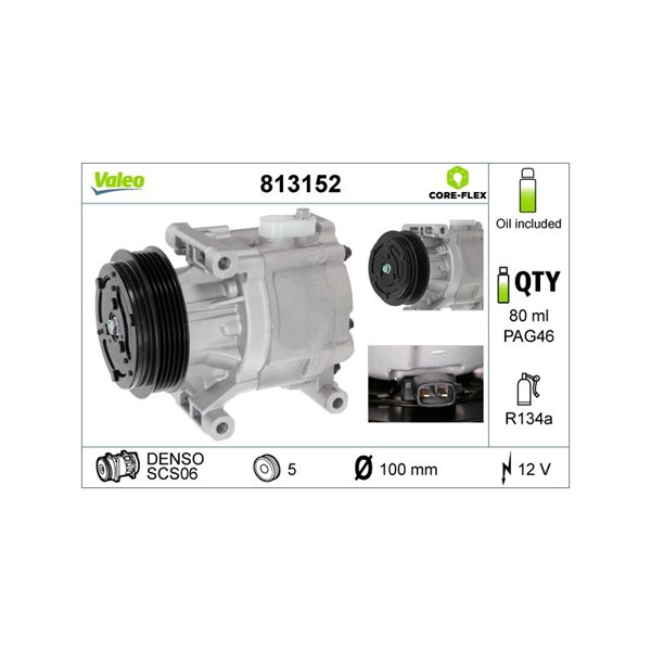 Kompressor, klimatanläggning 12V Valeo 813152 VALEO