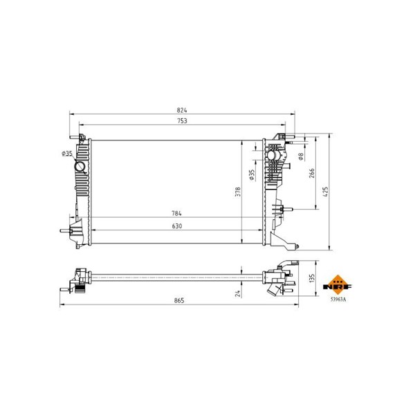 Kylare, motorkylning Nrf 53963A NRF