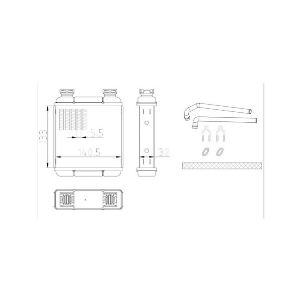 Värmeväxlare, kupévärme Nrf 54411 NRF Värmeväxlare, kupévärme Nrf 54411 NRF