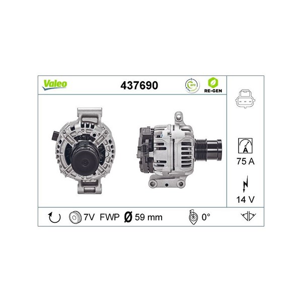 Generator 14V 75A Valeo 437690 VALEO