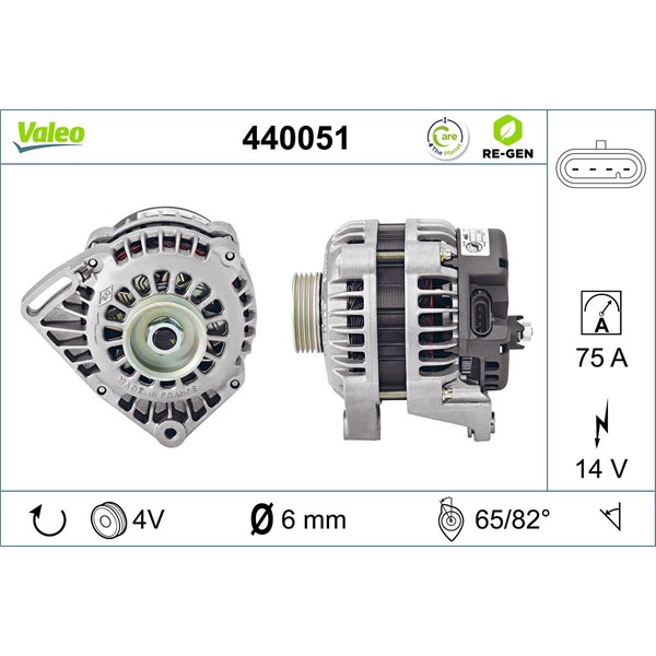 Generator 14V 75A Valeo 440051 VALEO