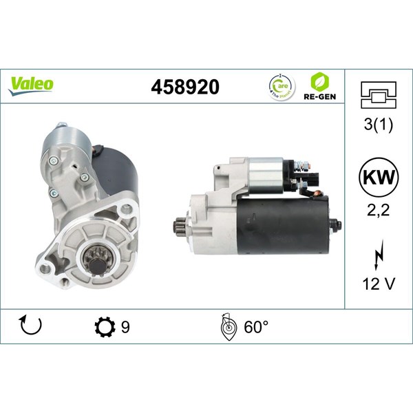 Startmotor 12V Valeo 458920 VALEO