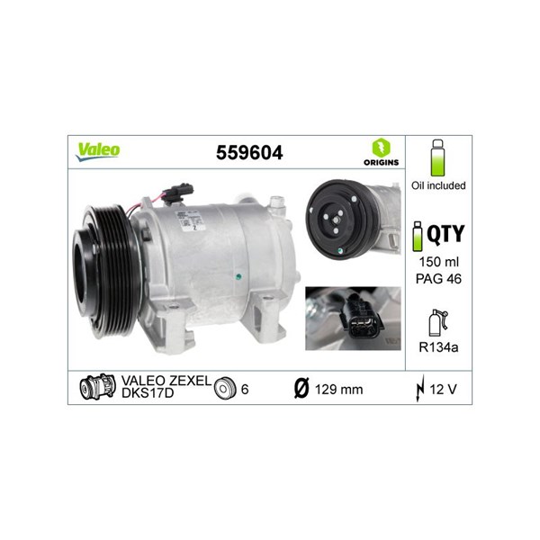 Kompressor, klimatanläggning 12V Valeo 559604 VALEO