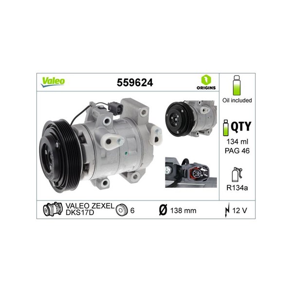 Kompressor, klimatanläggning 12V Valeo 559624 VALEO