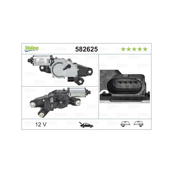 Torkarmotor 12V, Bak Valeo 582625 VALEO