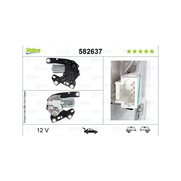 Torkarmotor 12V, Höger bak Valeo 582637 VALEO