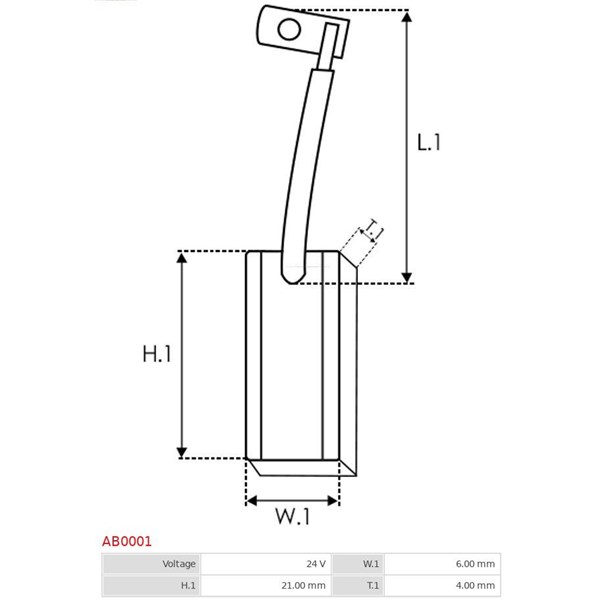 Kolborste, generator 24V As-pl AB0001 AS-PL