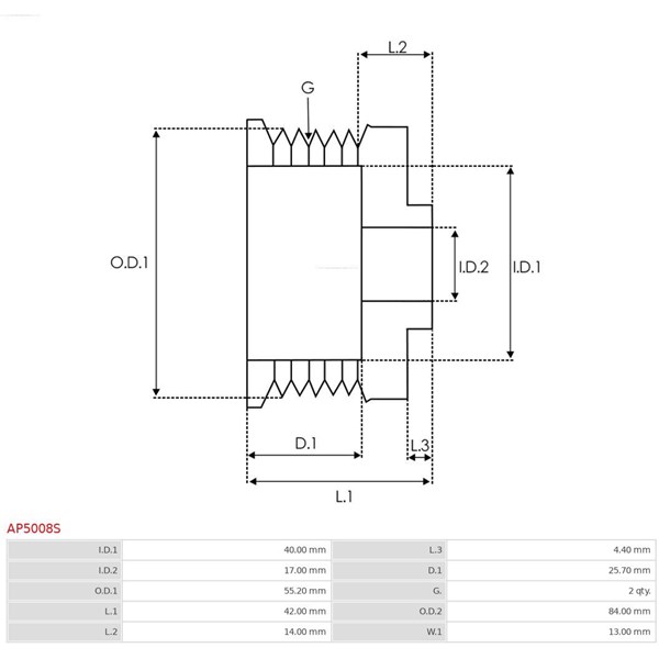 Remskiva, generator AS-PL