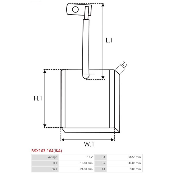 Kolborste, startmotor 12V As-pl BSX163-164(IKA) AS-PL