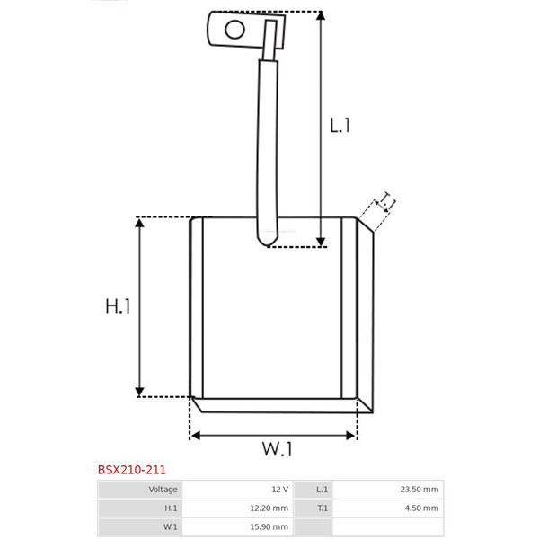 Kolborste, startmotor 12V As-pl BSX210-211 AS-PL