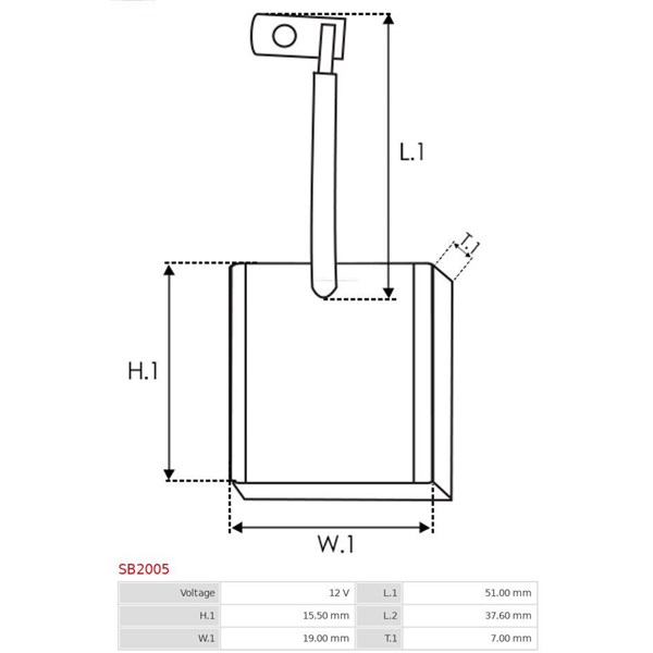 Kolborste, startmotor 12V As-pl SB2005 AS-PL