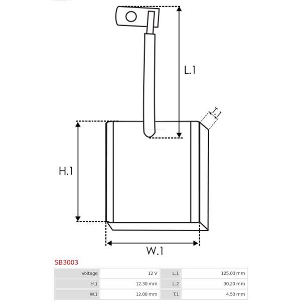 Kolborste, startmotor 12V As-pl SB3003 AS-PL