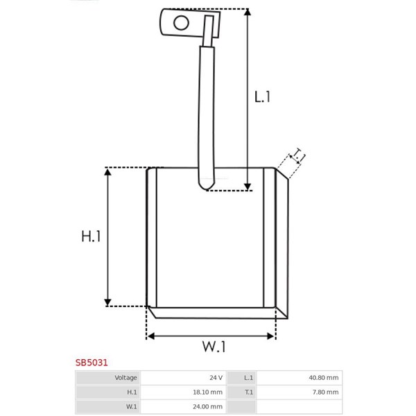 Kolborste, startmotor 24V As-pl SB5031 AS-PL