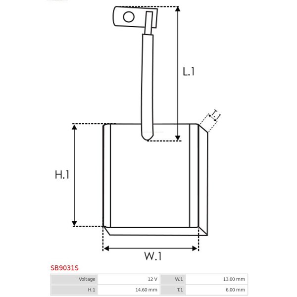 Kolborste, startmotor 12V As-pl SB9031S AS-PL