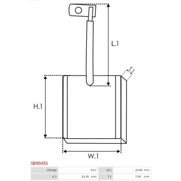 Kolborste, startmotor 24V As-pl SB9045S AS-PL