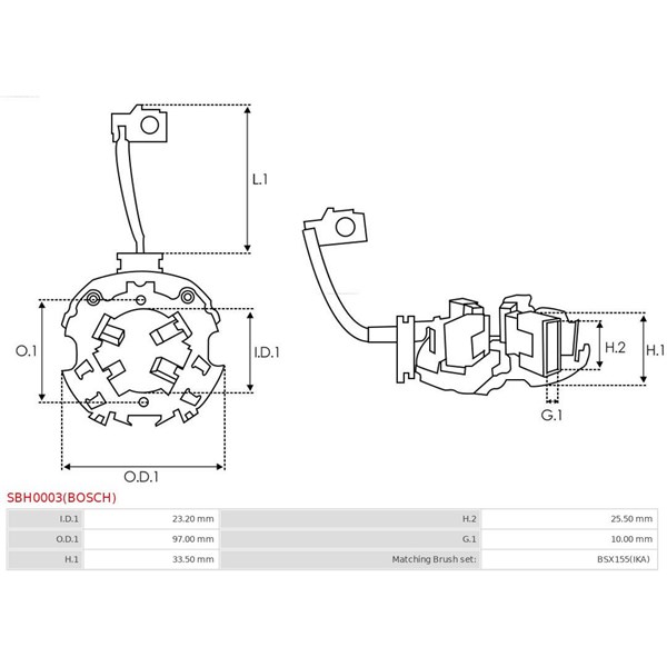 Hållare, kolborstar As-pl SBH0003(BOSCH) AS-PL