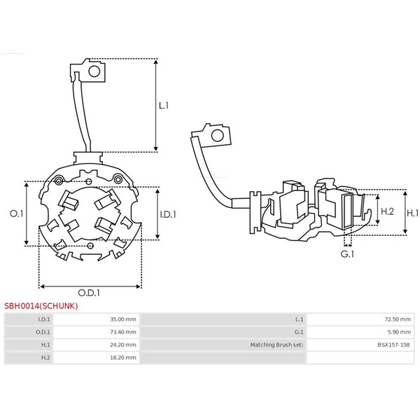 Hållare, kolborstar As-pl SBH0014(SCHUNK) AS-PL