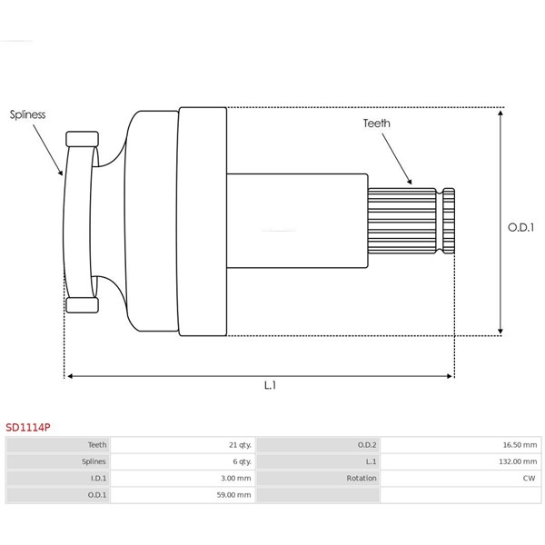 Drev, startmotor As-pl SD1114P AS-PL